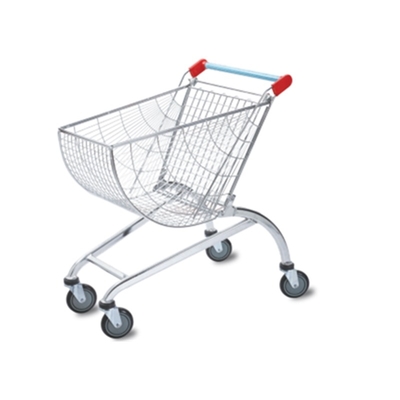 Custom Printing High Quality Logo Folding 80 Liter Round Chrome Plated Shopping Cart Trolley For Supermarket