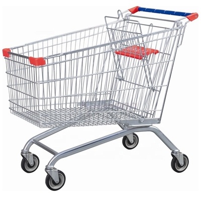 Flexible Supermarket Shopping Trolley Trolley Metal Surface With Customized Logo
